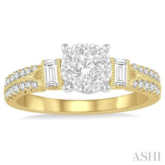 ASHI Round Shape Lovebright Diamond Engagement Ring 157C2PPFVYW-LE