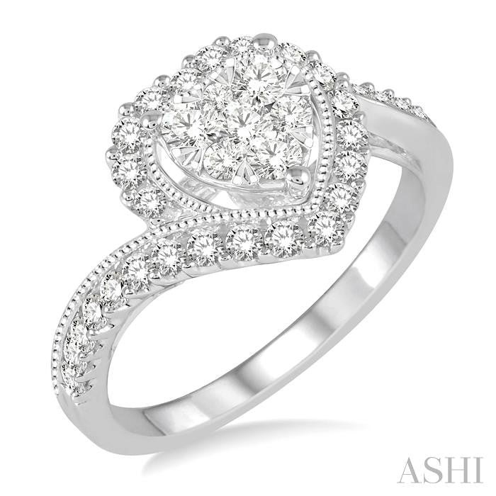 ASHI Heart Shape Halo Lovebright Diamond Engagement Ring 158B3PPFVWG