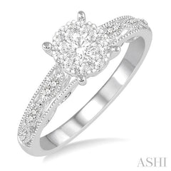 ASHI Round Shape Lovebright Diamond Engagement Ring 158C5PPFGWG-LE