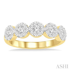 ASHI Round Shape 5 Stone Lovebright Essential Diamond Wedding Band 158D2PPFGYW