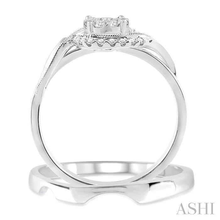 ASHI Round Shape Lovebright Halo Diamond Wedding Set 15955PPFVWG-WS