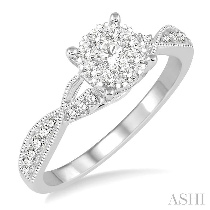ASHI Round Shape Lovebright Diamond Engagement Ring 159C3PPFVWG-LE