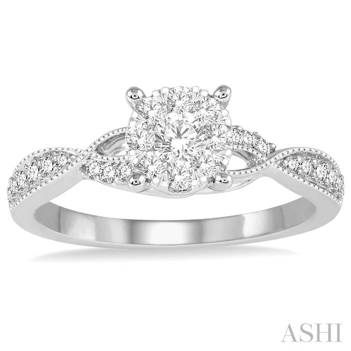 ASHI Round Shape Lovebright Diamond Engagement Ring 159C3PPFVWG-LE