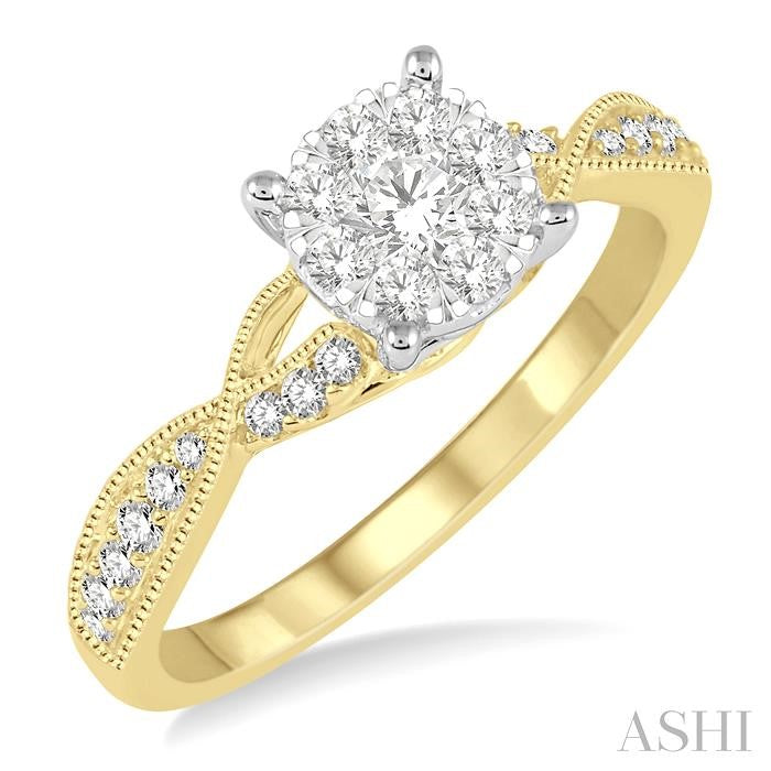 ASHI Round Shape Lovebright Diamond Engagement Ring 159C3PPFVYW-LE