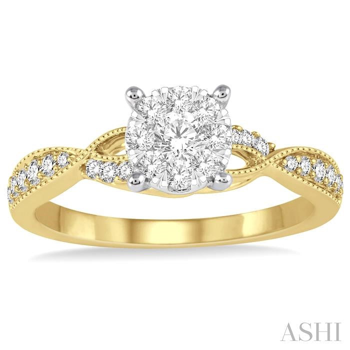 ASHI Round Shape Lovebright Diamond Engagement Ring 159C3PPFVYW-LE