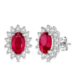 Parkplace Jewelers Oval Shape Gemstone & Halo Diamond Earrings 58568PPTXERRBWG