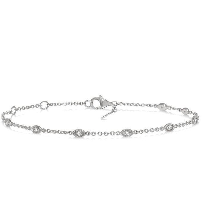 Parkplace Jewelers Marquise Shape Diamond Station Chain Bracelet 704C0PPTGWG