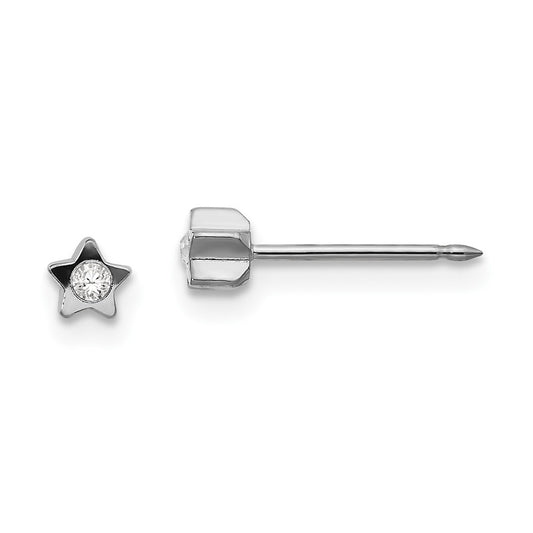 171E Inverness Stainless Steel Polished Crystal in Star Earrings