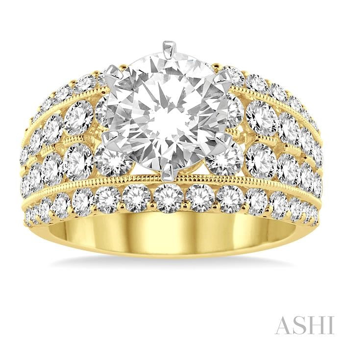 ASHI Round Shape Semi-Mount Diamond Engagement Ring 17280PPFGYW-SM-2.10