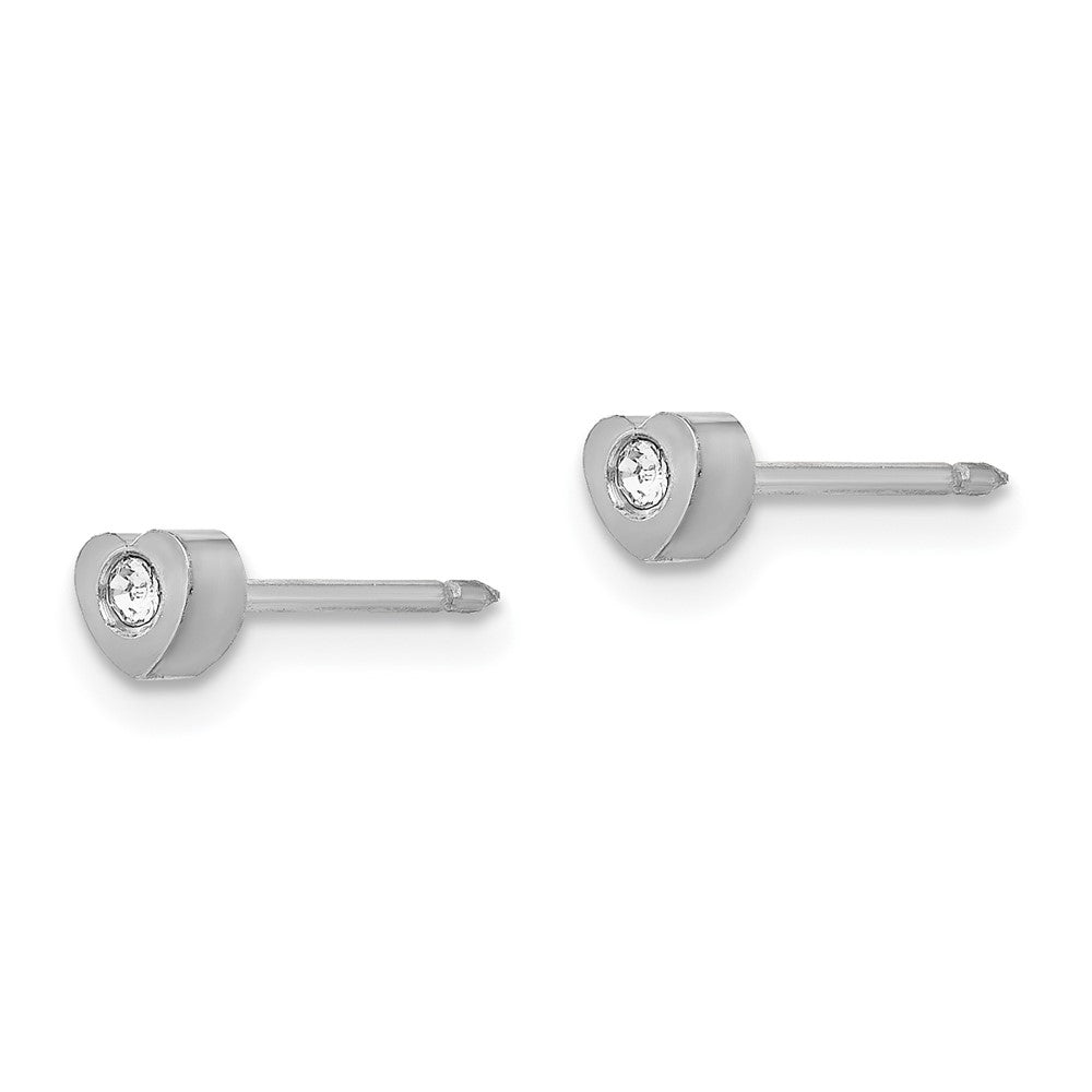 172E Inverness Stainless Steel Polished Crystal in Heart Earrings