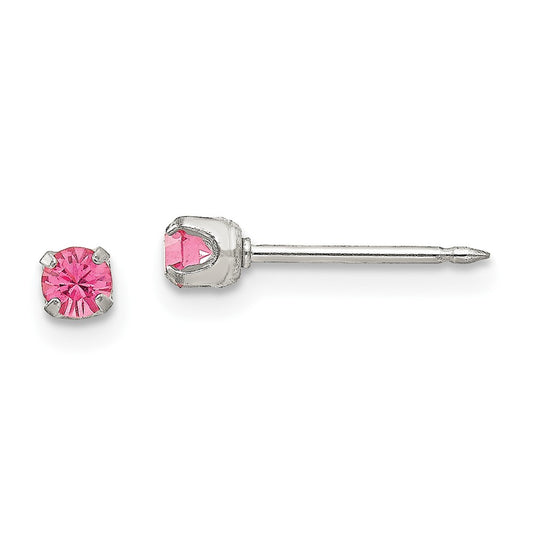 177E Inverness Stainless Steel 3mm Rose Crystal Earrings