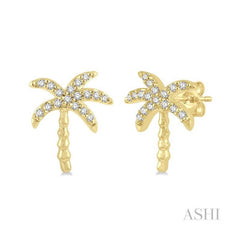 ASHI Palm Tree Petite Diamond Fashion Earrings 645B8PPTSERYG