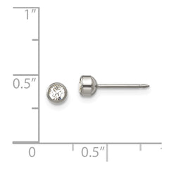 17E Inverness Titanium 4mm Bezel Crystal Earrings