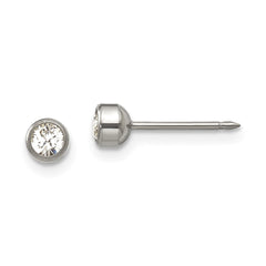 17E Inverness Titanium 4mm Bezel Crystal Earrings