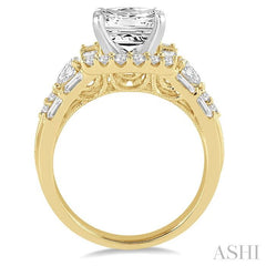 ASHI Princess Shape Semi-Mount Halo Diamond Engagement Ring 18230PPFHYW-SM-1.15