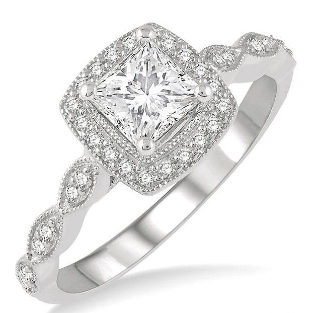 Parkplace Jewelers Princess Shape Halo Diamond Engagement Ring 248G3PPFHWG-LE