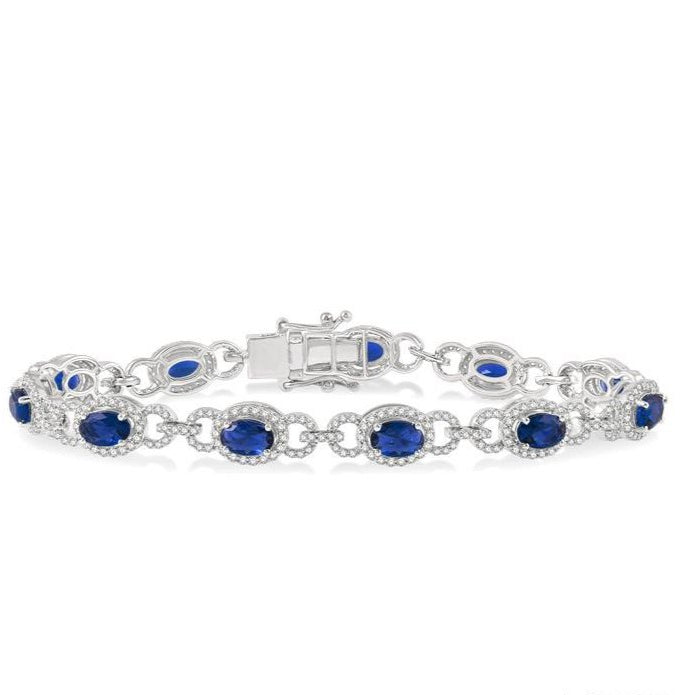 Parkplace Jewelers Oval Shape Gemstone & Halo Diamond Bracelet 76251PPFGSPWG
