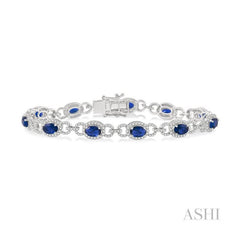 ASHI Oval Shape Gemstone & Halo Diamond Bracelet 76251PPFGSPWG