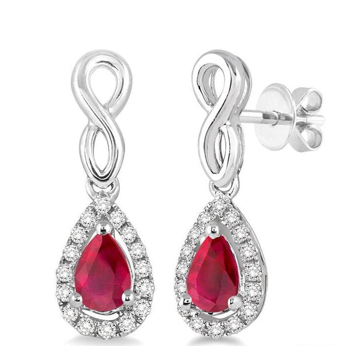 Parkplace Jewelers Pear Shape Gemstone & Halo Diamond Earrings 57058PPTSERRBWG