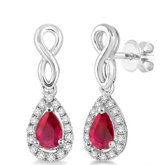 Parkplace Jewelers Pear Shape Gemstone & Halo Diamond Earrings 57058PPTSERRBWG