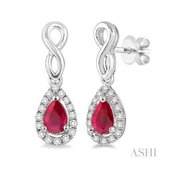 ASHI Pear Shape Gemstone & Halo Diamond Earrings 57058PPTSERRBWG