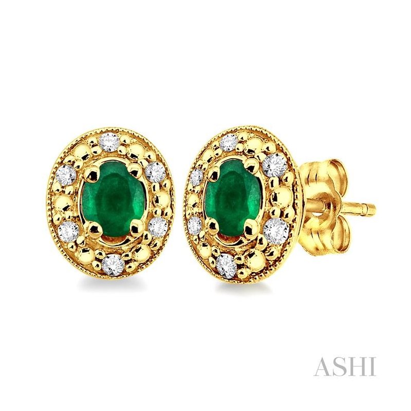 ASHI Oval Shape Gemstone & Diamond Earrings 58198PPTSEREMYG