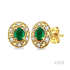 ASHI Oval Shape Gemstone & Diamond Earrings 58198PPTSEREMYG