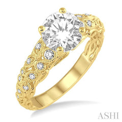 ASHI Round Shape Semi-Mount Diamond Engagement Ring 18537PPFHYG-SM