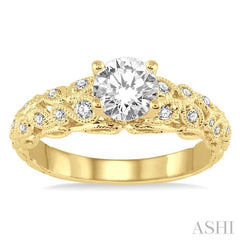 ASHI Round Shape Semi-Mount Diamond Engagement Ring 18537PPFHYG-SM