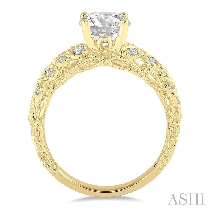 ASHI Round Shape Semi-Mount Diamond Engagement Ring 18537PPFHYG-SM