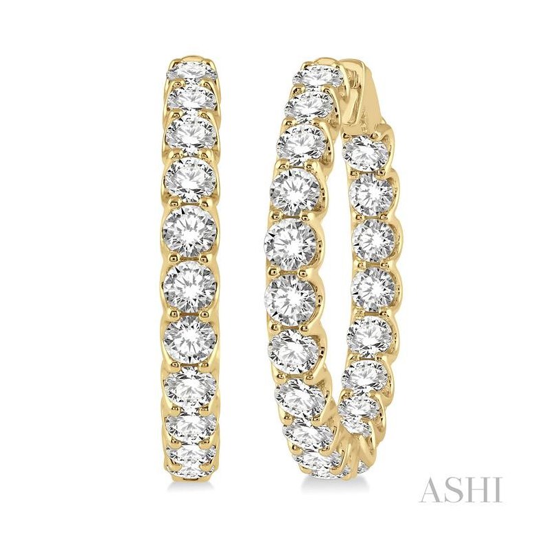 ASHI Inside-Out Diamond Hoop Earrings 622B0PPFGERYG-10.00