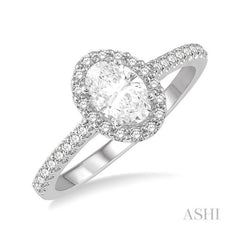 ASHI Oval Shape Halo Diamond Engagement Ring 242G2PPFHWG-LE