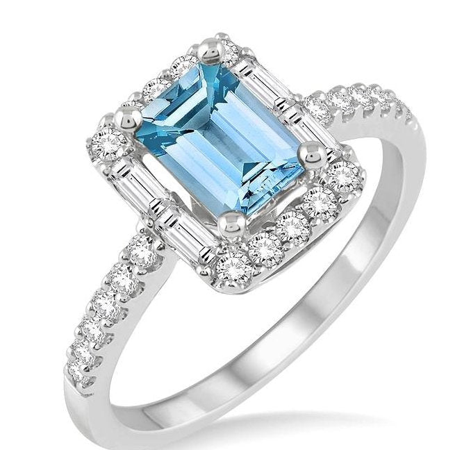 Parkplace Jewelers Emerald Shape Gemstone & Halo Diamond Ring 52343PPFHAQWG