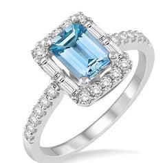 Parkplace Jewelers Emerald Shape Gemstone & Halo Diamond Ring 52343PPFHAQWG