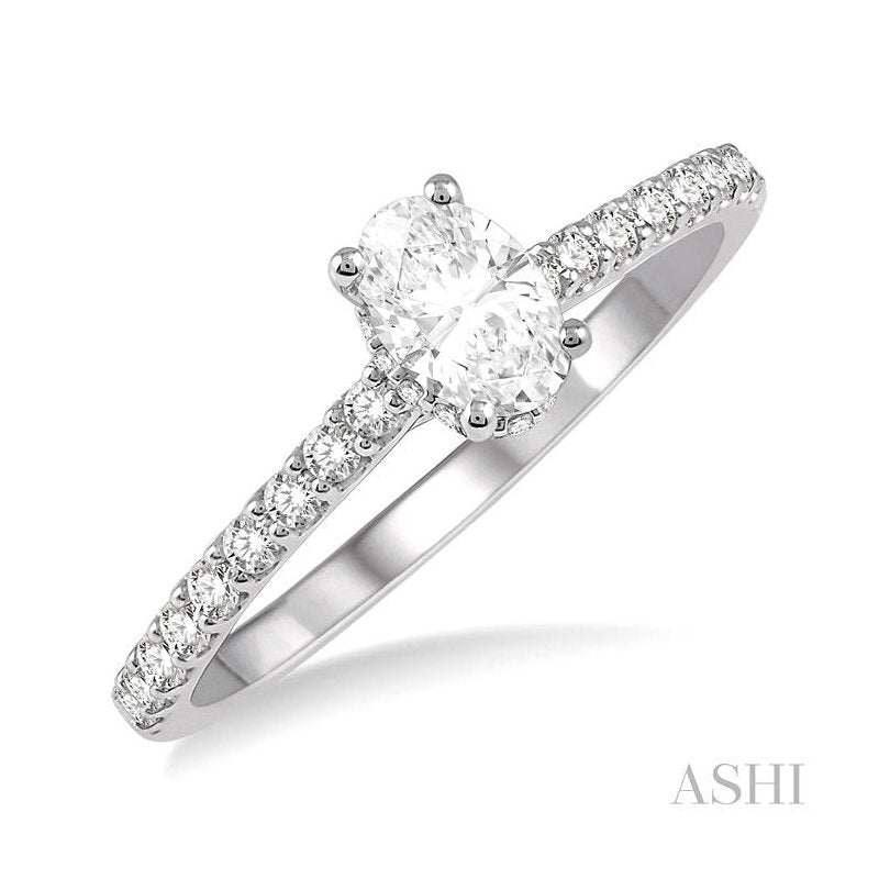 ASHI Oval Shape Semi-Mount Diamond Engagement Ring 259J6PPFHWG-SM-OV