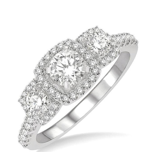 Parkplace Jewelers Round Shape Past Present & Future Halo Diamond Engagement Ring 243M1PPFHWG-LE