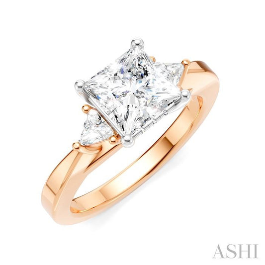 ASHI Princess Shape Semi-Mount Diamond Engagement Ring 190B6PPFHPW-SM-PN1