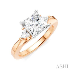 ASHI Princess Shape Semi-Mount Diamond Engagement Ring 190B6PPFHPW-SM-PN1