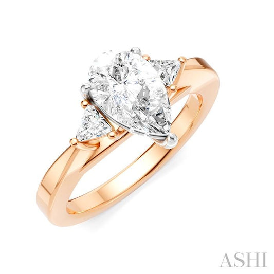 ASHI Pear Shape Semi-Mount Diamond Engagement Ring 190B6PPFHPW-SM-PR1