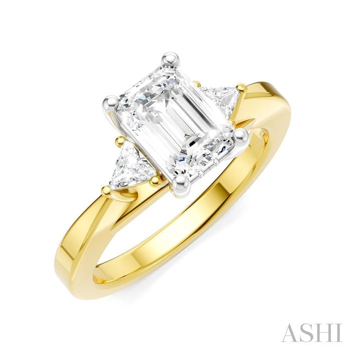 ASHI Emerald Shape Semi-Mount Diamond Engagement Ring 190B6PPFHYW-SM-EM1