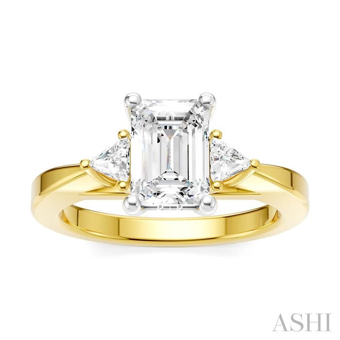 ASHI Emerald Shape Semi-Mount Diamond Engagement Ring 190B6PPFHYW-SM-EM1