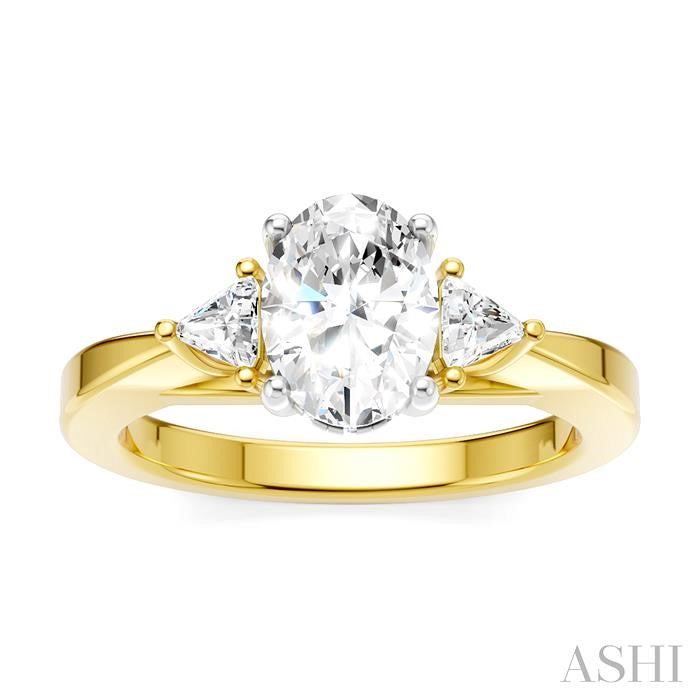 ASHI Oval Shape Semi-Mount Diamond Engagement Ring 190B6PPFHYW-SM-OV1