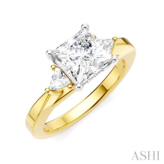 ASHI Princess Shape Semi-Mount Diamond Engagement Ring 190B6PPFHYW-SM-PN1