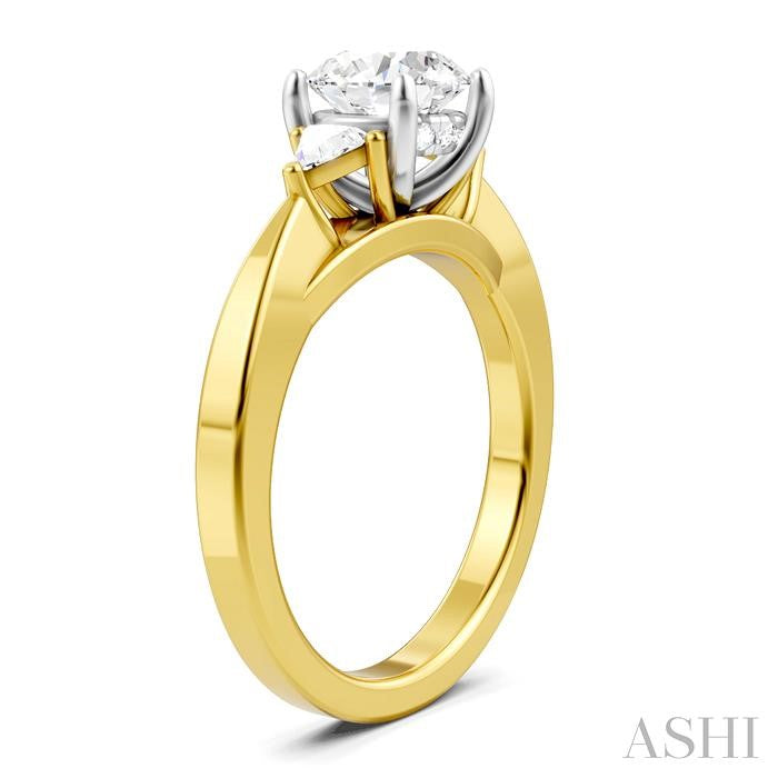 ASHI Round Shape Semi-Mount Diamond Engagement Ring 190B6PPFHYW-SM-RD1