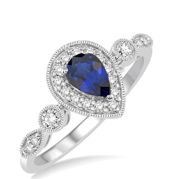 Parkplace Jewelers Pear Shape Gemstone & Halo Diamond Ring 40816PPFNSPWG