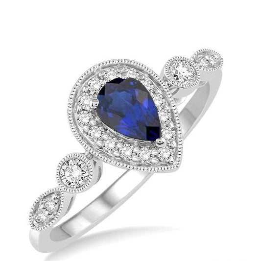 Parkplace Jewelers Pear Shape Gemstone & Halo Diamond Ring 40816PPFNSPWG