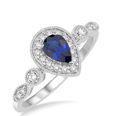 Parkplace Jewelers Pear Shape Gemstone & Halo Diamond Ring 40816PPFNSPWG