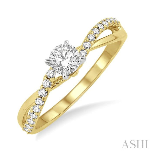 ASHI Round Shape Semi-Mount Diamond Engagement Ring 19137PPFHYW-SM-RD