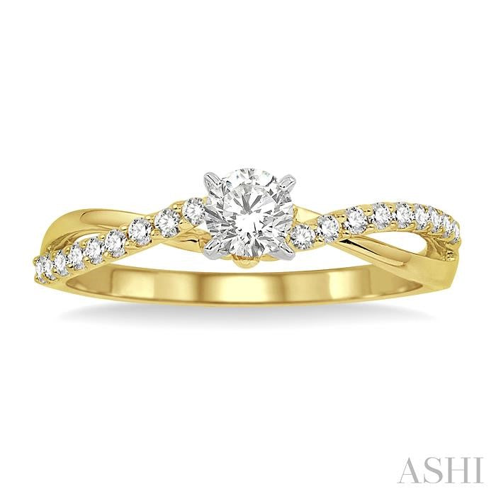 ASHI Round Shape Semi-Mount Diamond Engagement Ring 19137PPFHYW-SM-RD