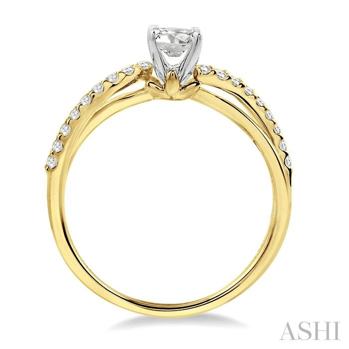 ASHI Round Shape Semi-Mount Diamond Engagement Ring 19137PPFHYW-SM-RD
